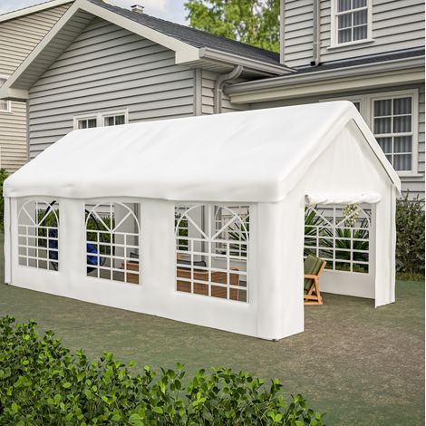 Garage tente voiture 3x6 m en tissu PE blanc, facile à monter, pour véhicule, FloraGrace (1/5)