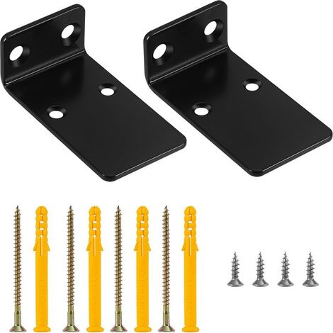 Lot de 2 supports d'étagère flottants pour planche d'échafaudage, 8,9 cm, supports muraux en L pour étagères murales pour planches d'échafaudage, supports d'étagère (noir) (9 cm) (1/5)