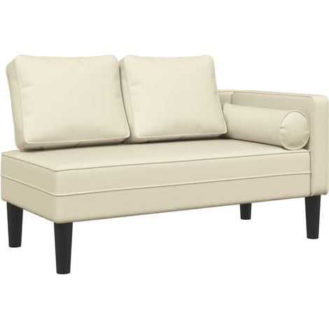 Méridienne chaise longue canapé pour intérieur avec coussins crème PVC crème DEC026066
