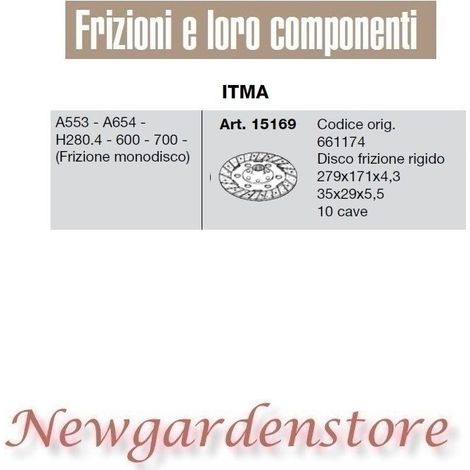 Disco de embrague 15169 ITMA tractor A553 A654 H280.4 600 700 10cave 35x29x5.5