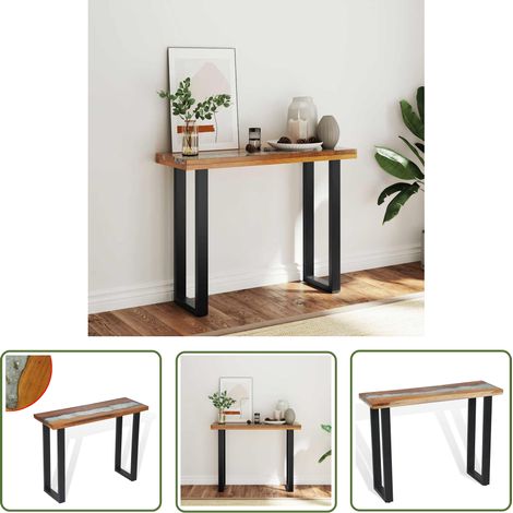 The Living Store Konsolentisch Teak 100 x 35 x 75 cm - Industrieller Stil - Wohnzimmertisch - Konsolentisch - Teakholzmöbel - Holztisch (1/5)