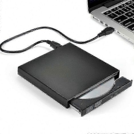 Graveur CD/DVD externe USB 2.0, ultra-fin et portable, compatible Windows, Mac et Linux, noir. (1/5)