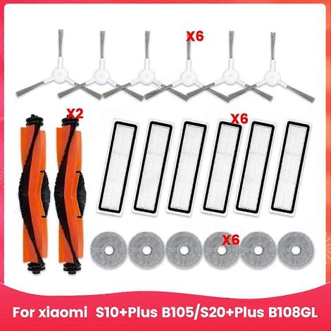 Accessoires pour aspirateur Xiaomi S10+Plus B105/S20+Plus B108GL : brosse latérale principale, filtres HEPA, chiffon de nettoyage (1/5)