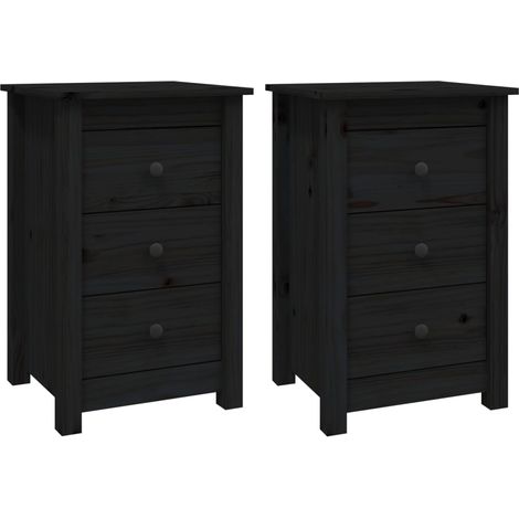 Set di 2 comodini con cassetti 40 x 35 x 61,5 cm in legno massello di pino nero DEC035559