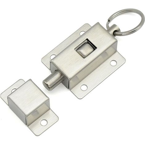 2 pcs Boulons à ressort, Loquet Coulissant Automatique, Boulon à ressort coulissant en acier inoxydable, Avec vis, pour salle de bain chambre Porte des toilettes argent,