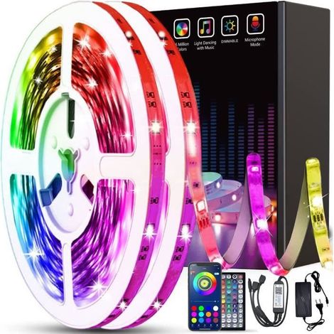 Ruban Led 20m Bande Led 5050 RGB Contrôlé par APP Télécommande Lumière Led Décorative pour Chambre-Ywey (1/4)