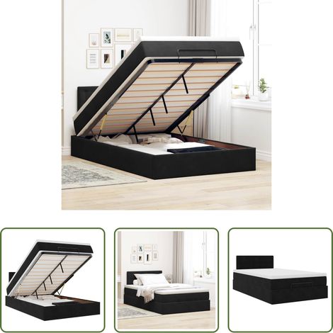 vidaXL Samt - Ottoman-Bett mit Matratze Schwarz 120x190 cm Samt (1/5)