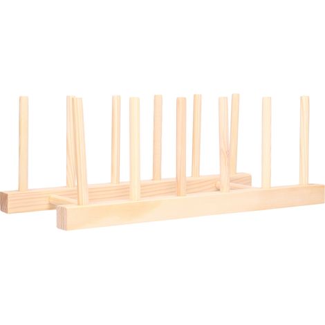 Bambus-Geschirrständer, leicht, tragbar, umweltfreundlich, langlebig Kiefernholz-Geschirrständer mit 5 Fächern, 28 cm Durchmesser (1/5)