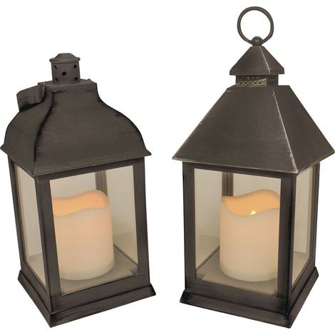 Lanterna anticata grigio anticato lampada lampade candela appendibile esterno da 24 cm (1/2)
