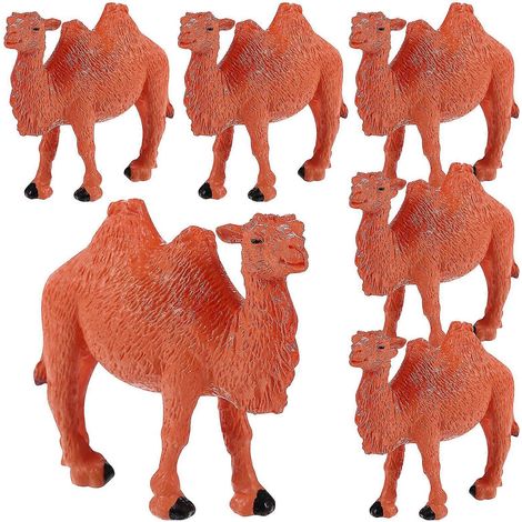 Lot de 6 figurines miniatures de chameaux réalistes, décorations de bureau, jouets pour enfants-4.50X4.00X1.50CM (1/2)