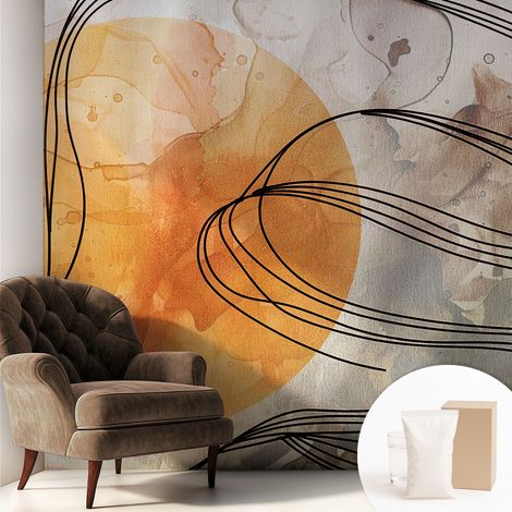 Tapete Vliestapete mit Kleber - Wanddekoration Wohnzimmer - Tapete Schlafzimmer Harmonische Abstraktion 250x250 cm (1/5)