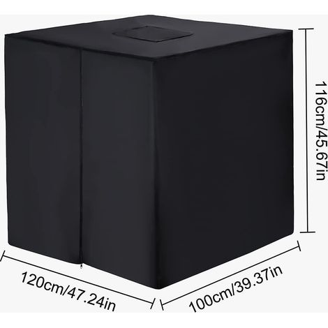 Housse pour cuve IBC 1000 L, couvercle en tissu 420D, protection anti-UV, fermeture éclair, 120 x 100 x 116 cm, noire (1/4)