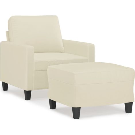 Maison Exclusive - Sessel mit Hocker Creme 60 cm Kunstleder