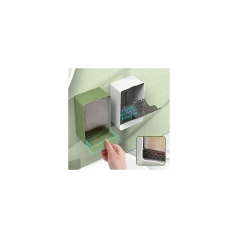 Portasapone con coperchio, portasapone da parete, portasapone senza foratura, vassoio di scarico rimovibile per lavandino, doccia, bagno, cucina, bianco - Crezuo