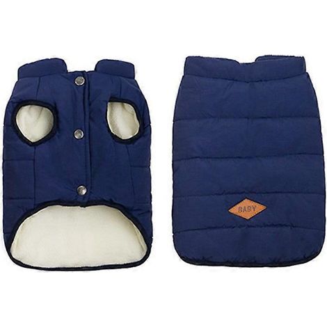 Warmer Rollkragen-Hundemantel, Kaltwetterjacke für kleine bis mittelgroße Hunde, Größe XXL, Marineblau.