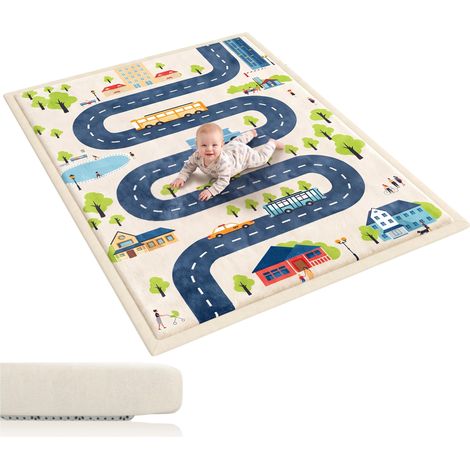 Tapis de jeu pour enfants - AIYAPLAY - épaisseur 3 cm - motif route - base antidérapante - mousse - 150x200cm - multicolore (1/5)