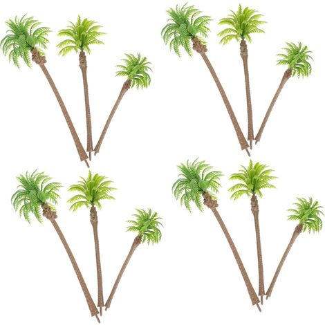 12pièces Modèles De Palmiers Miniatures Réalistes pour Maquette DIY (1/5)