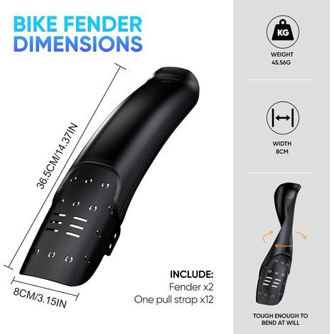 Set mit 2 Mountainbike-Schutzblechen inklusive 12 Kabelbindern, Schutzbleche für 26", 27,5", 29"-Räder (L) (1/5)