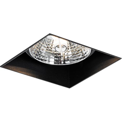 QAZQA Moderno Foco empotrado moderno negro GU10 AR70 sin marco - Oneon Acero Cuadrada Adecuado para LED Max. 1 x 50 Watt