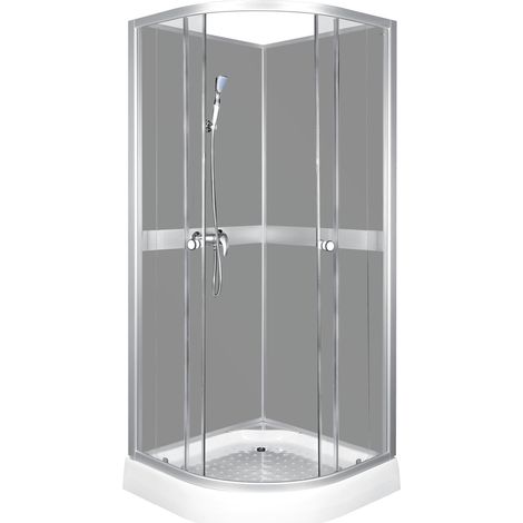 KERRA CLASSIC GREY Duschwand + Wasserhahnanschluss + Badewannenarmatur / 80 x 80 cm (1/2)