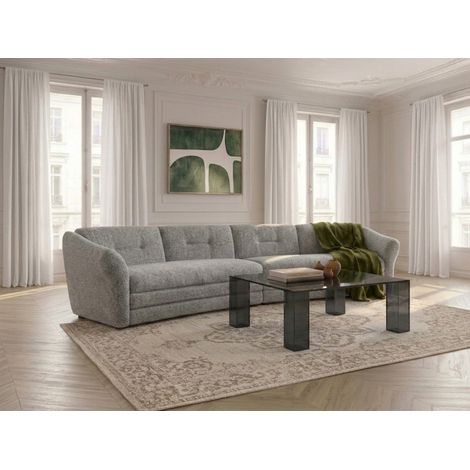 BOBOCHIC - Canapé 4 places fixe MARBLE tissu chiné Angle droit Gris (1/5)