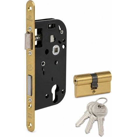 Serrure a Encastrer Bricard 2607 Cylindre Europeen Axe 50mm Tetiere Laitonnee Porte d'Entree (1/5)