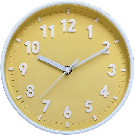 Horloge murale moderne et simple de 20 cm (8 pouces) couleur bonbon silencieuse pour horloge décorative - Jaune (1/5)
