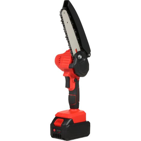 Mini tronçonneuse 6 pouces, tronçonneuse électrique sans fil avec batterie haute capacité 3,0 Ah et chaînes, mini tronçonneuse légère avec verrouillage de sécurité et moteur puissant pour l'élagage de (1/5)