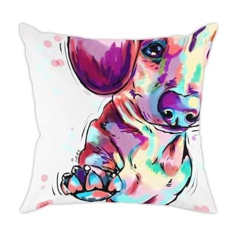 Funda de almohada con estampado de perro salchicha, poliéster, 45 x 45 cm (18 x 18 pulgadas)