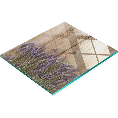 Tablero de vidrio elegante y duradero con estampado de lavanda en tableros de 60x52 cm.