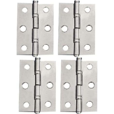 CSPARKV 2 Pouces(50x39x1.2mm) 4pcs.Charnière en Acier Inoxydable - Charnières pour Portes a Placard Charnieres Meubles Paumelle Pliantes pour Tiroir Boîte Fenêtre, Argent (1/4)