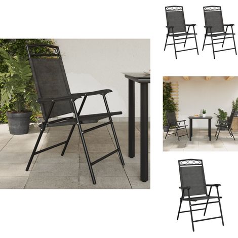 Chaises de jardin pliables lot de 2 en acier et textilène - Chaise De Jardin - Fauteuil De Jardin - Mobilier De Jardin - Terrasse - Jardin (1/5)