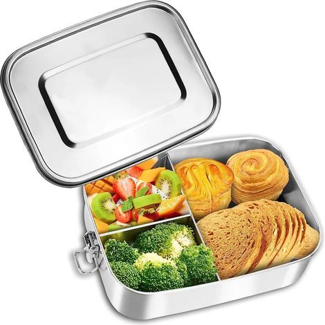 Lunchbox aus Edelstahl, 1400 ml, auslaufsicher, für Sandwiches (1/5)