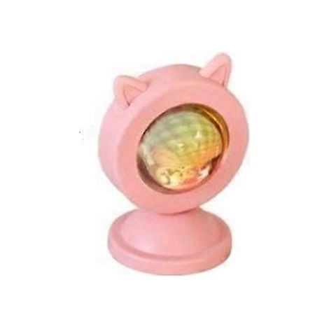 Lampe de table portable Sunset Light, mignonne et romantique, avec projection de coucher de soleil, mini lampe de table pour la maison, motif oreilles de chat (orchidée arc-en-ciel). (1/5)