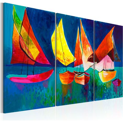 Quadro dipinto - Barche a vela colorate - 120x80 (1/4)