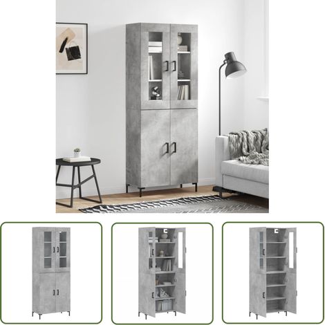 The Living Store Highboard Betongrau 69,5x34x180 cm Holzwerkstoff - Sideboard - Hochschrank - Wohnraumgestaltung - Aufbewahrungslösung - Betongefarben (1/5)