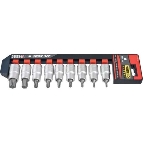 Modeco Set di Bussole Torx 9 pezzi 1/2 pollice acciaio