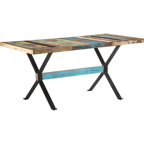 vidaXL Table de salle à manger 160x80x76cm Bois de récupération massif (1/5)