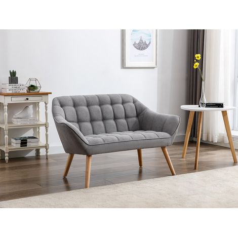 Canapé 2 places et fauteuil en tissu gris CASERTA (1/4)