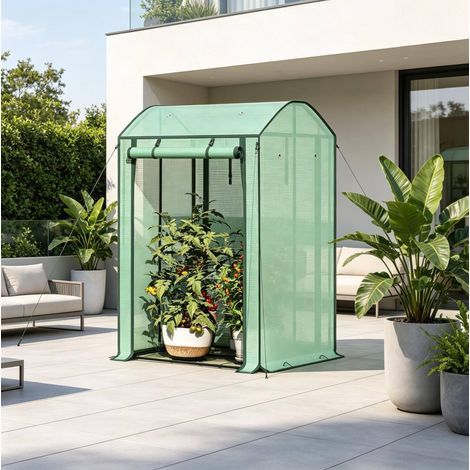 Serra da balcone in PE e acciaio 100x83x150 cm OKMYHOME (1/5)