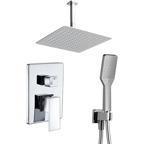 Kibath Grifo Empotrado de Ducha equiipo de techo monomando CHE cuadrado acabado CROMO brillo fabricado en latón (1/5)