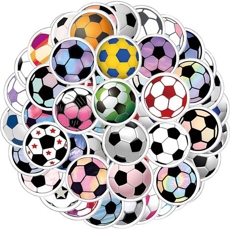 BEBUSINGOTO Lot de 120 autocollants de football imperméables pour bouteilles d'eau, ordinateur portable, voiture, bagages, téléphone portable, skateboard (1/5)