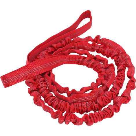 Barre de remorquage pour vélo en nylon extensible, longueur naturelle 2,7 m, corde de remorquage portable pour vélo, course et marche, rouge (1/5)