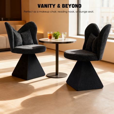 Chaise de maquillage pivotante à dossier papillon, tabouret d'accent rotatif pour chambre, chaise de salon élégante, adaptée au salon, salle à manger, bureau et espace détente. (1/4)