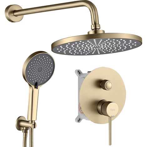 Set Doccia Da Incasso Rea Lungo Stripe Brush Gold +Box