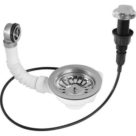 Bonde d'évier en acier inoxydable 6/4", avec trop-plein et contrôle, acier inoxydable