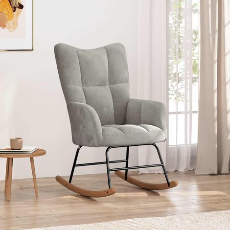 vidaXL Silla mecedora de terciopelo gris claro (1/5)