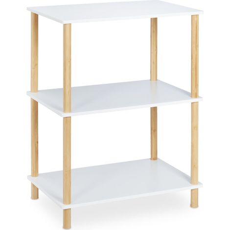 Scaffale a 3 livelli moderno multiuso portaoggetti decorazione ufficio 90 x 30 x 90 cm in bambù bianco 130011242