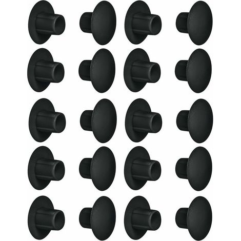 – Lot de 20 cache trou bouchon plastique 5mm x 10mm noir RAL 9005 – Pour murs et meubles – Finition soignée et discrète (1/2)