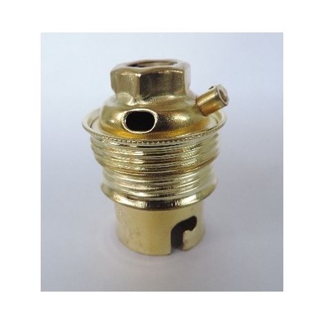 L'Ebenoid – Douille acier laitonné B22 baïonnette double bague avec passage de fil et borne de terre – Raccord M11 – 43331 (1/2)